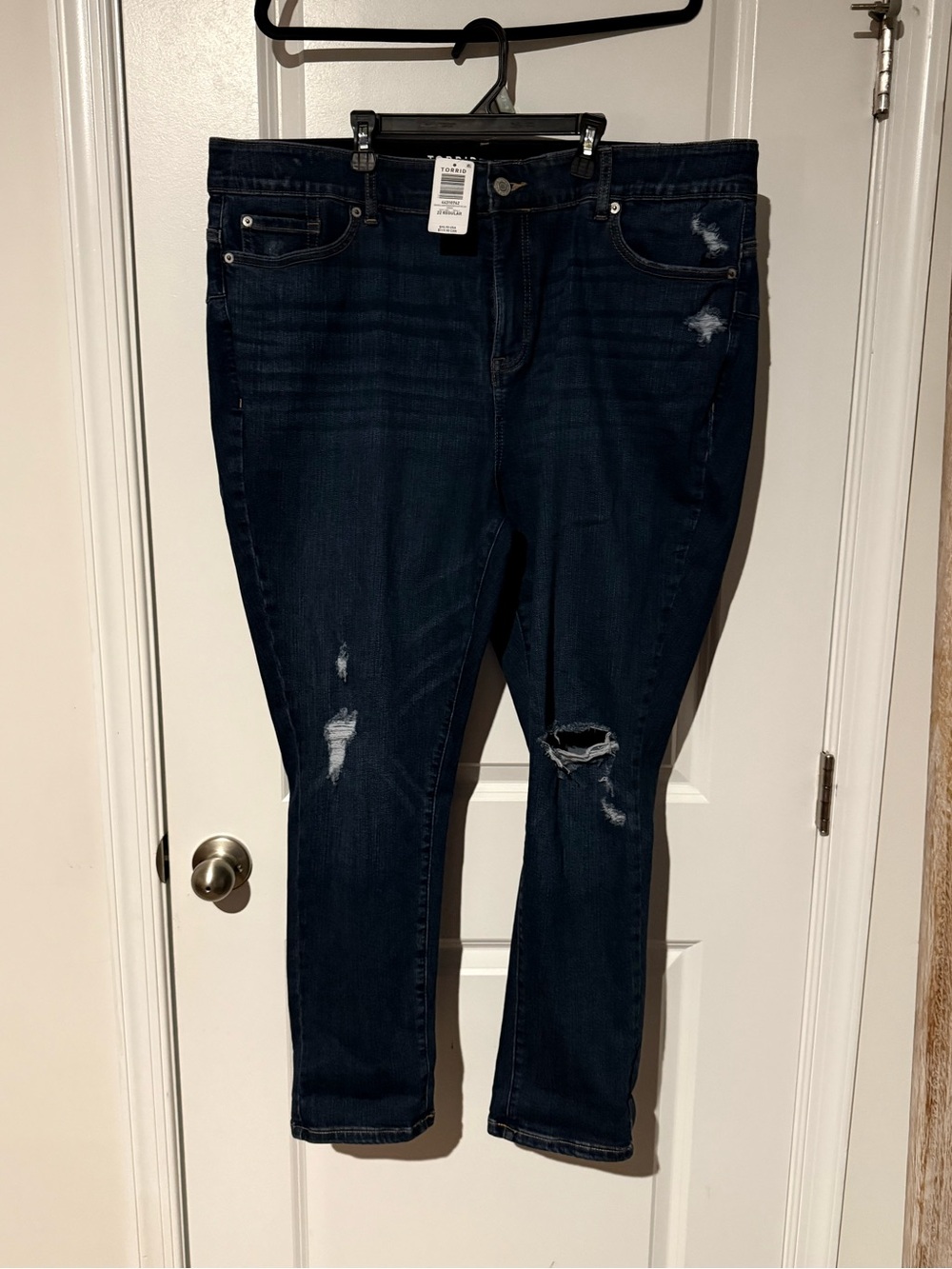torrid Dark Blue Distressed Skinny Jeans